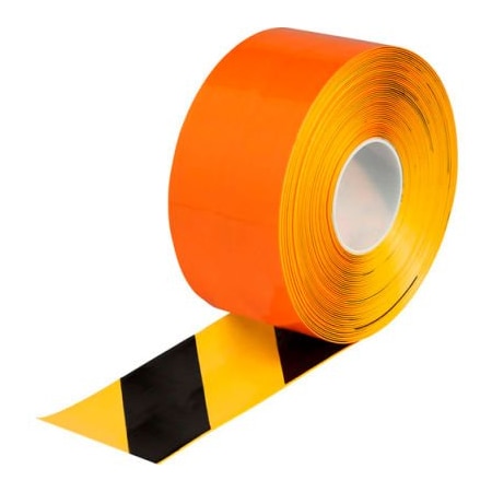 Brady Brady ToughStripe Max Floor Marking Tape, Vinyl, 4"W x 100'L, Blk/Yellow Stripe 149644